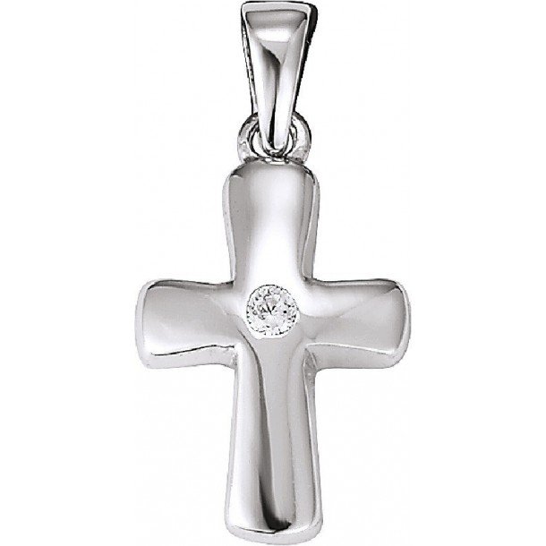 Kreuz mit Zirkonia in Silber - Taufanhänger, TAS16