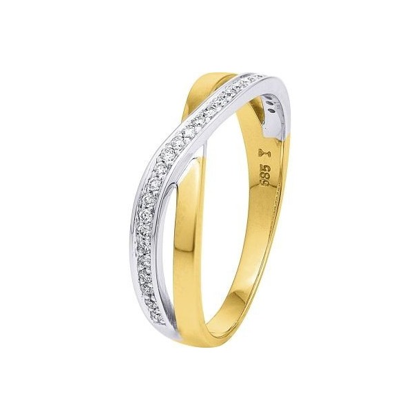 Ring Weiß- und Gelbgold 21x Diamant 0,1, SORBC02-56
