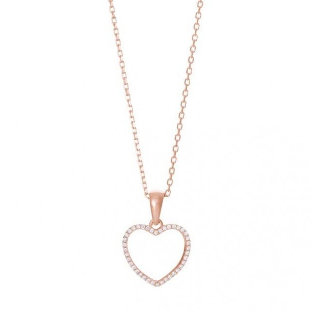 Rosévergoldete Silber Halskette Herz AIDANOR, 20450037900