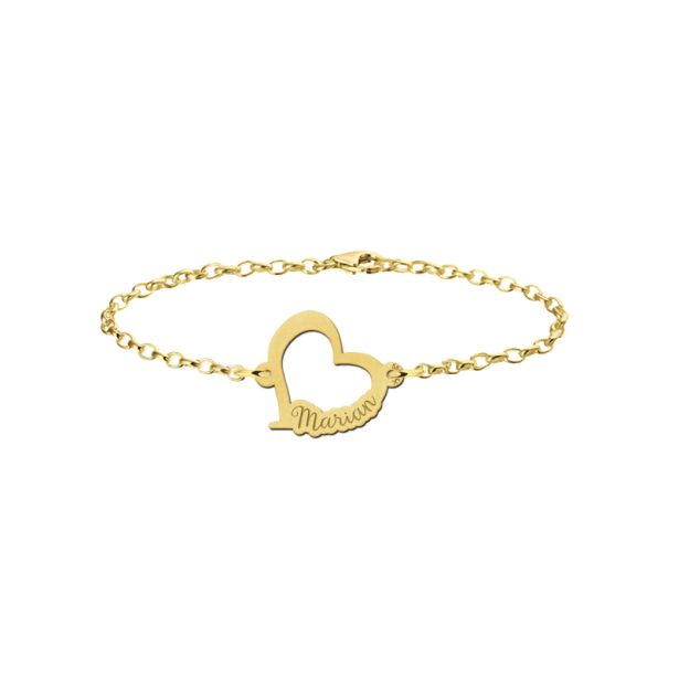 Gold Armband mit Herz und Namen personalisierbar - ideal als Geschenk