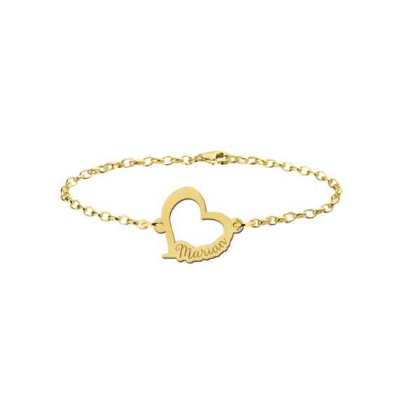Gold Armband mit Herz und Namen personalisierbar - ideal als Geschenk
