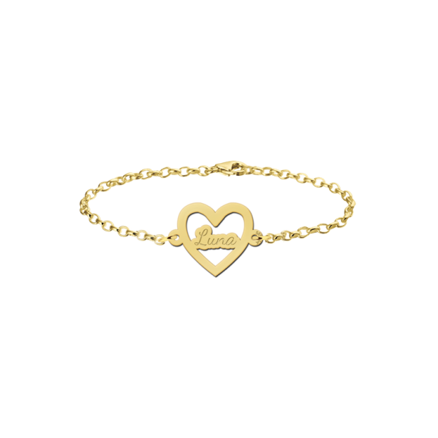 Herz Armband mit Gravur in Gold 585 - personalisierbare Geschenkidee