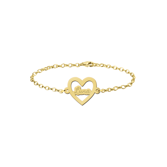 Herz Armband mit Gravur in Gold 585 - personalisierbare Geschenkidee
