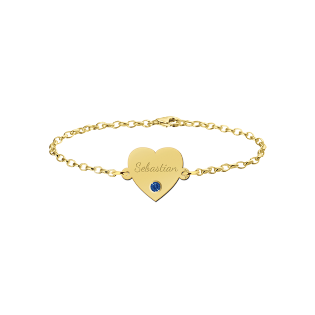 Geschenkidee - Herz Armband mit Geburtsstein Gold