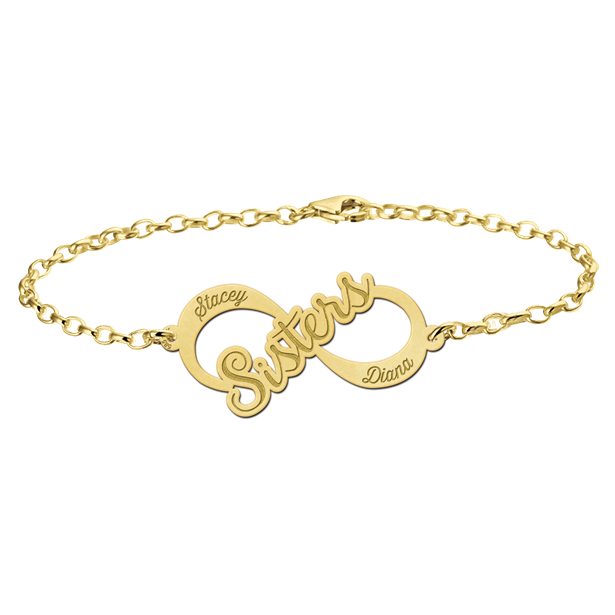 Geschenkidee - Infinity Armband "Sisters" Gold
