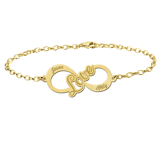 personalisierbares Infinity Armband "Love" in 14 Karat Gold