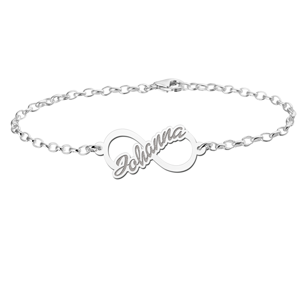 Geschenkidee - Infinity Armband mit deinem Namen Silber