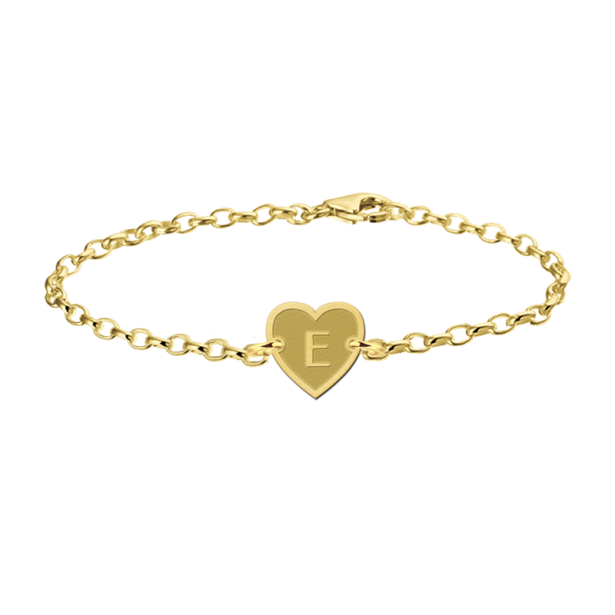 Armband Herz aus Gold mit Wunschbuchstabe personalisiert - variable Länge