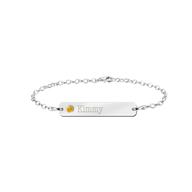 Geschenkidee - Silbernes Namensarmband mit Geburtsstein