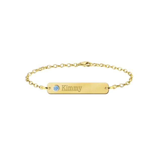 Geschenkidee - Namensarmband mit Geburtsstein & Gravur in Gold