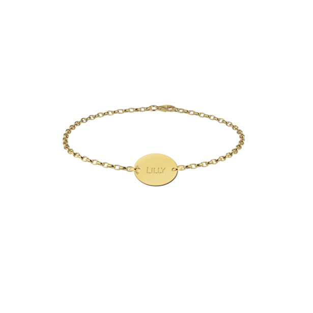 Geschenkidee - Goldenes Armband mit deinem Namen Oval
