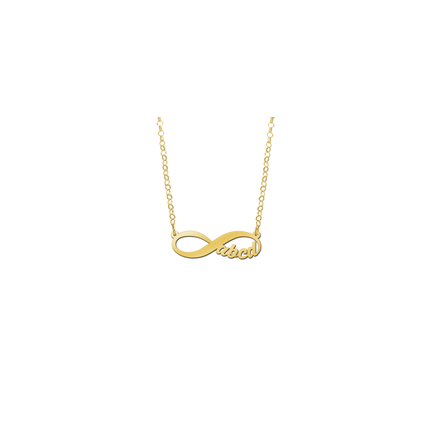 Geschenkidee - Infinity Kette mit 4 Buchstaben Gold