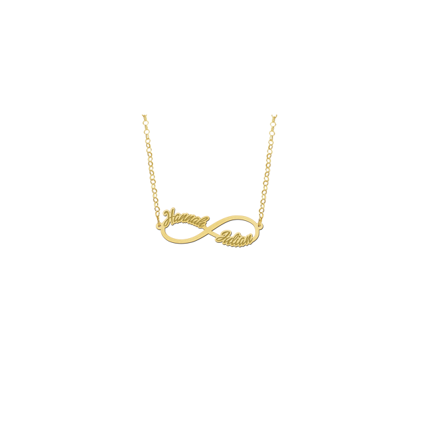 Geschenkidee - Infinity Kette mit zwei Namen Gold