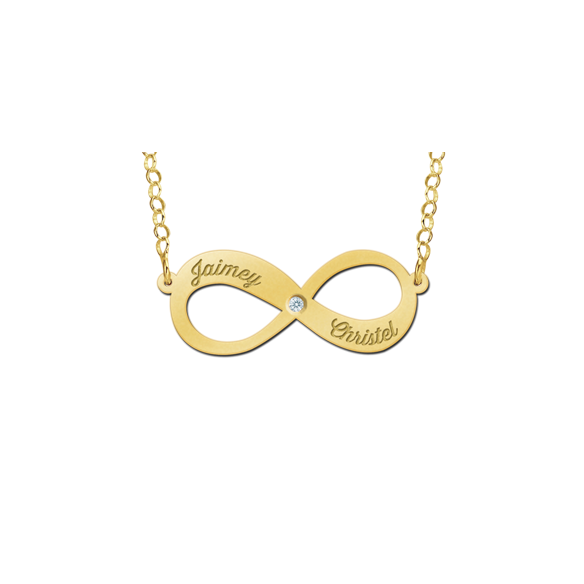 Infinity Kette mit Namen - Zirkonia Gold