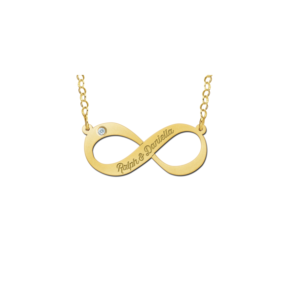 Infinity Kette mit Gravur - Zirkonia Gold